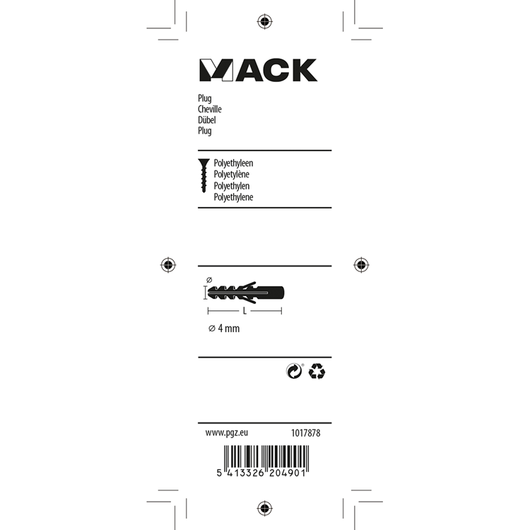 Mack 1017878 - plug polyethyleen 50 st 4 mm | 10 stuks