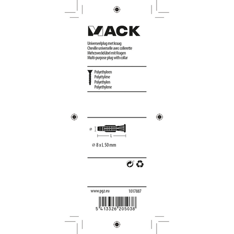 Mack 1017887 - universeelplug met kraag polyethyl.12st 8 x 50 mm | 5 stuks