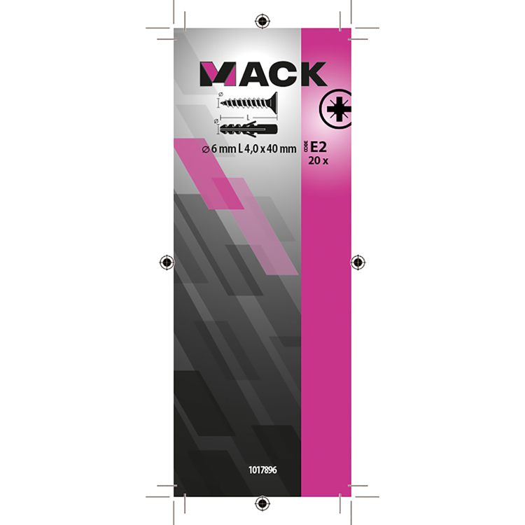 Mack 1017896 - plug + schroef polyethyleen 20 st 6 mm 4,0 x 40 mm | 5 stuks