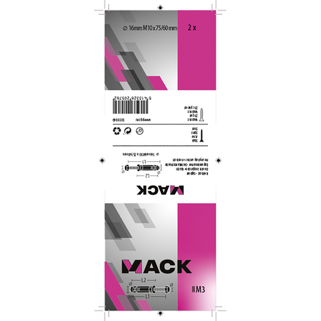 Mack 1019949 - keilbout 6-kant bout verzinkt 2 st m10 x 75 mm | 5 stuks