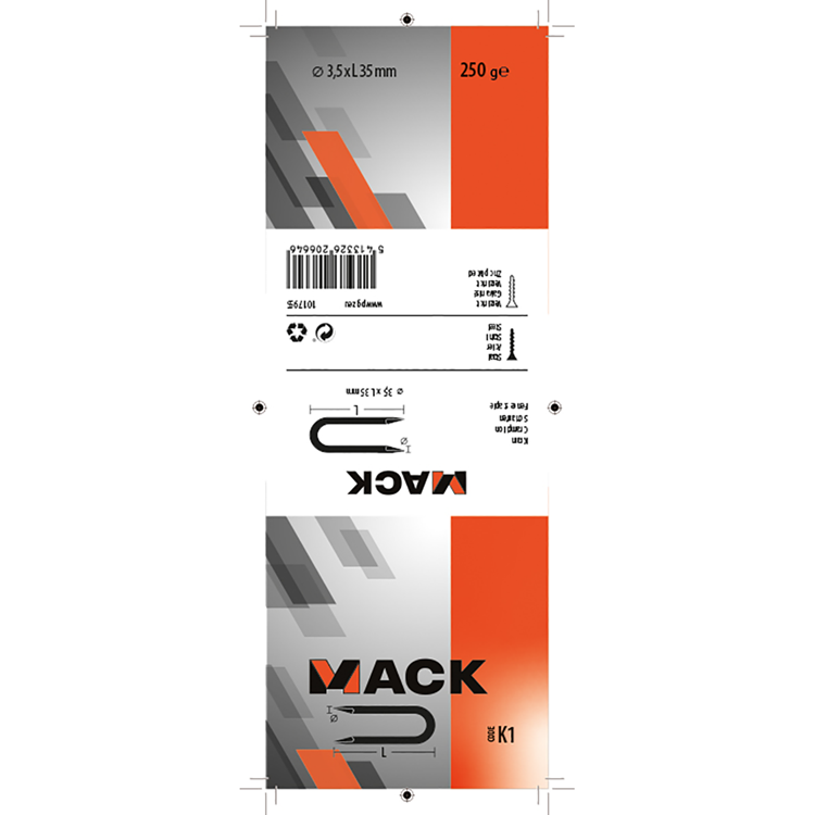 Mack 1017955 - kram staal verzinkt 250 gr 3,5 x 35 mm | 5 stuks