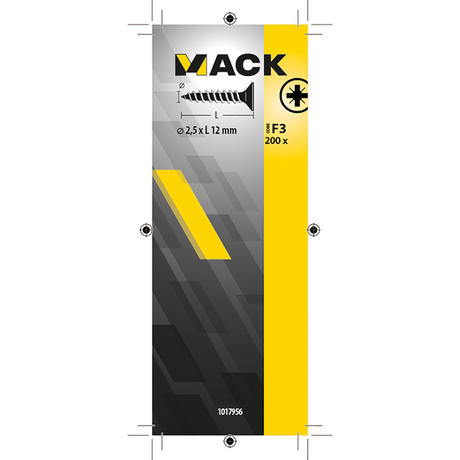 Mack 1017956 - spaanplaatschroef vz kop geelverz.200st 2,5 x 12 mm | 10 stuks