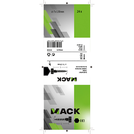 Mack 1018044 - houtdraadbout staal verzinkt 24 st 7 x 50 mm | 5 stuks