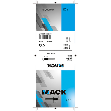 Mack 1020314 - 100 blindnieten alu 4,0x10mm | 5 stuks