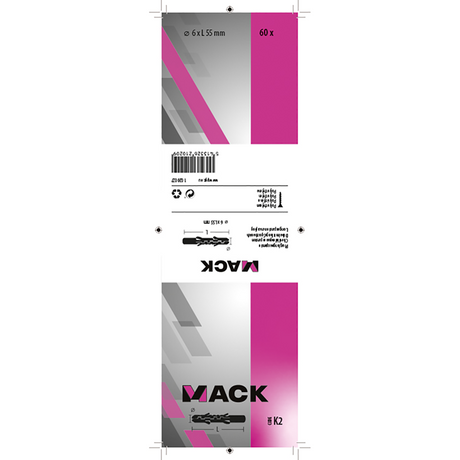 Mack 1020027 - plug lange expansie polyethyl 60 st 6 x 55 mm | 3 stuks