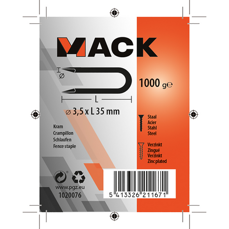 Mack 1020076 - kram verzinkt 1000 gr 3,5 x 35 mm | 10 stuks