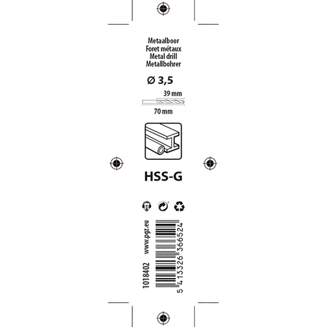 Mack 1018402 - metaalboor hss g din 338 ø 3,5 x 70 mm 2st | 5 stuks