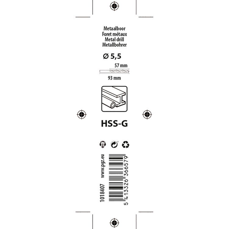 Mack 1018407 - metaalboor hss g din 338 ø 5,5 x 93 mm | 5 stuks