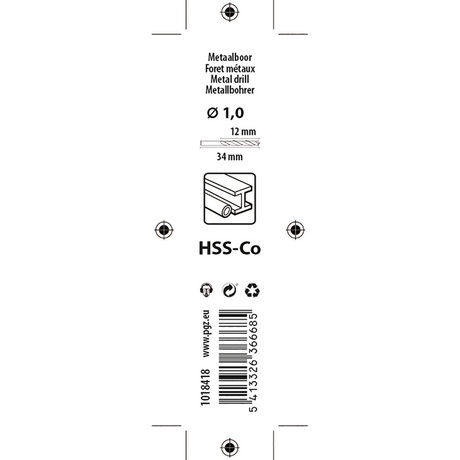 Mack 1018418 - metaalboor hss co5% din 338 ø 1,0 x 34 mm 2st | 5 stuks