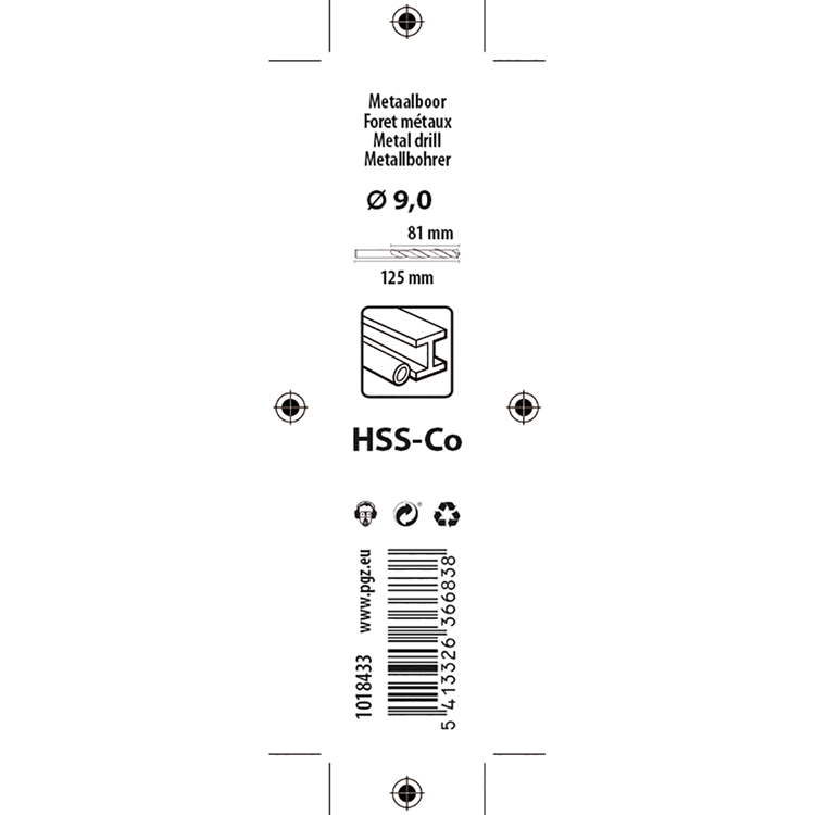 Mack 1018433 - metaalboor hss co5% din 338 ø 9,0 x 125 mm | 5 stuks