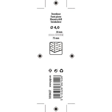 Mack 1018437 - steenboor ø 4,0 x 75 mm | 5 stuks