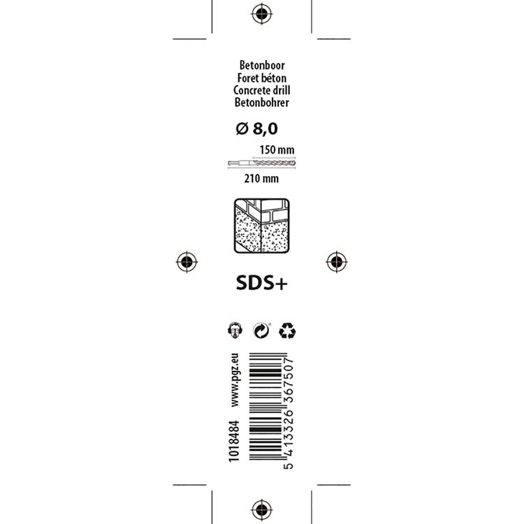 Mack 1018484 - hamerboor sds + ø 8,0 x 210 mm | 5 stuks