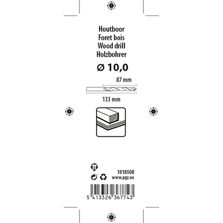 Mack 1018508 - machinehoutboor + centreerpunt ø 10,0 x 133 mm | 5 stuks