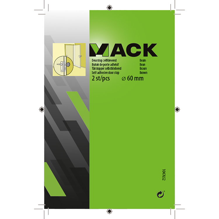 Mack 1047652 - deurstop zelfklevend bruin ø 60 mm 2 st pcs | 6 stuks