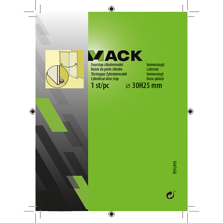 Mack 1047656 - deurstop cilindermodel vermessingd ø 30h25 mm 1 st pc | 6 stuks