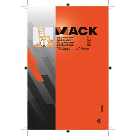 Mack 1047702 - viltpastille zelfklevend wit ø 19 mm 18 st pcs | 12 stuks