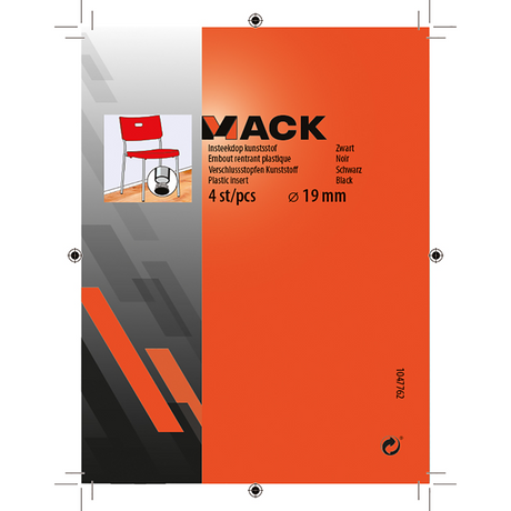 Mack 1047762 - insteekdop kunstsstof zwart ø 19 mm 4 st pcs | 6 stuks