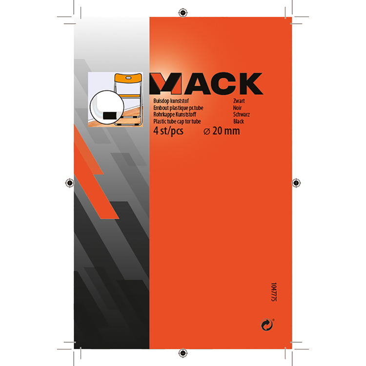 Mack 1047775 - buisdop kunststof zwart ø 20 mm 4 st pcs | 6 stuks