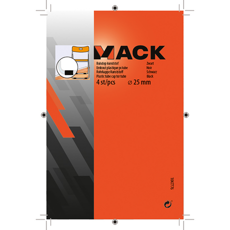 Mack 1047776 - buisdop kunststof zwart ø 25 mm 4 st pcs | 6 stuks