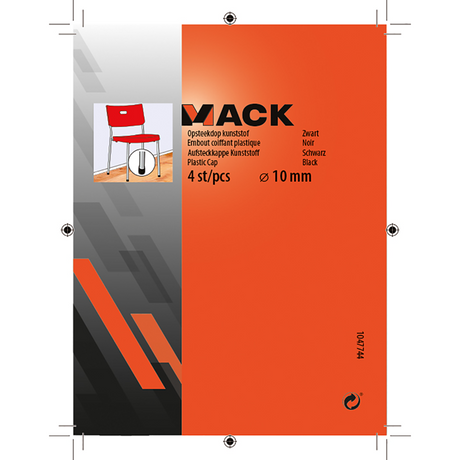 Mack 1047744 - opsteekdop kunststof zwart ø 10 mm 4 st pcs | 6 stuks