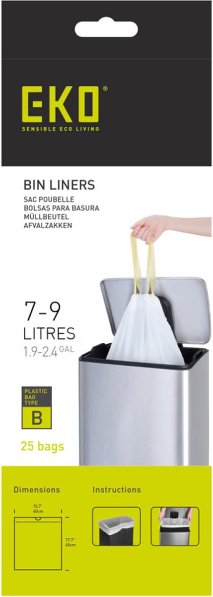 Eko afvalzakken type b 7-9 liter - rol 25 stuks