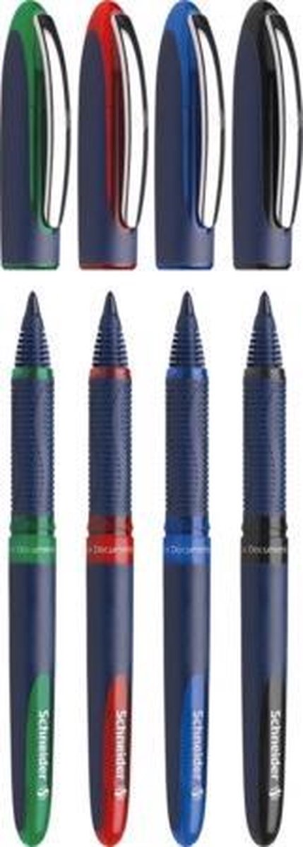 Schneider schrijfwaren schneider rollerball - one business - lijnbreedte 0,6mm - 4 stuks assorti kleuren - s-183094