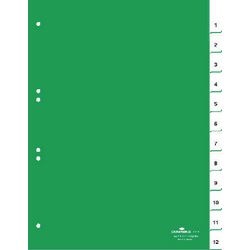 Numerieke tabbladen durable 6210 12 tabs 6 gaten groen