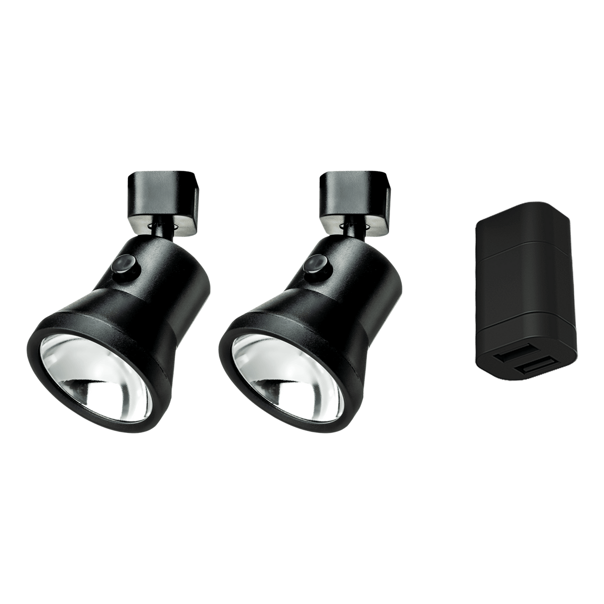 Starterset - 2x lanciano spotlight zwart groot + dubbele usb-a aansluiting