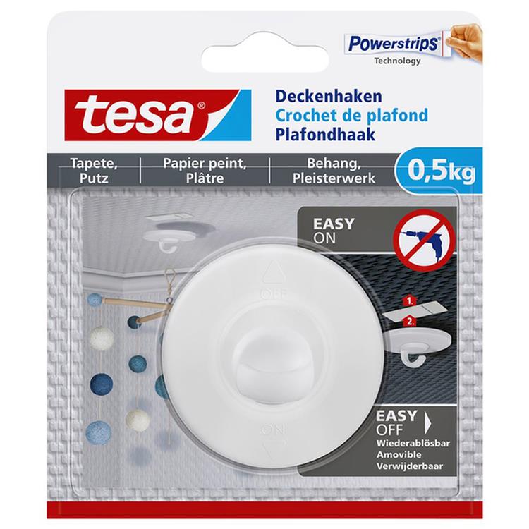 Tesa 1063383 - ® plafondhaak behang en pleisterwerk 0,5 kg | 6 stuks