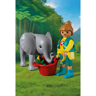 Playmobil 72092 dierentuin babyolifant en dierenverzorger | 2 stuks