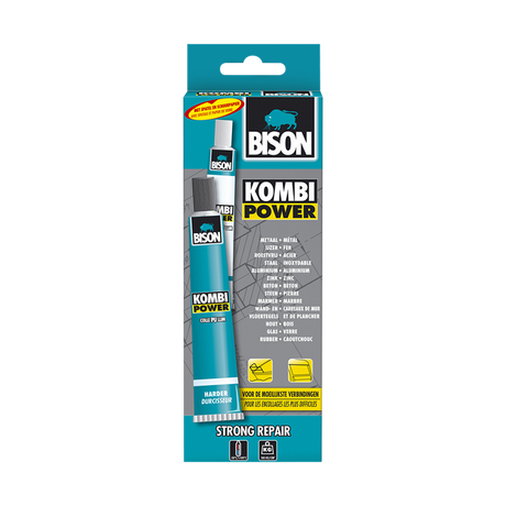 Bison kombi power vouwdoos 65 ml, temperatuurbestendig van -30°c en +100°c, voor de moeilijkste verbindingen, (zeewater)bestendig, sterkte van 180kg per cm2