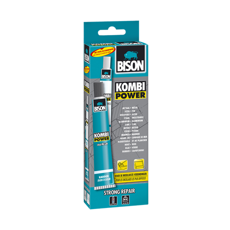 Bison kombi power vouwdoos 65 ml, temperatuurbestendig van -30°c en +100°c, voor de moeilijkste verbindingen, (zeewater)bestendig, sterkte van 180kg per cm2