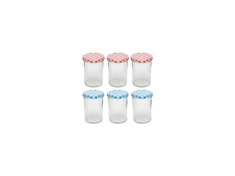 Deti weckglas weckpot jampot met geruit schroefdeksel 440 ml pak a 6 stuks