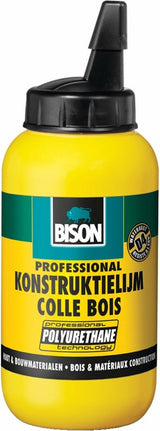 Bison houtkonstruktielijm flacon 250g, vloeibare, watervaste lijm op basis van polyurethaan, professioneel, d4, watervast, supersterk, overschilderbaar, temperatuur- en werbestendig