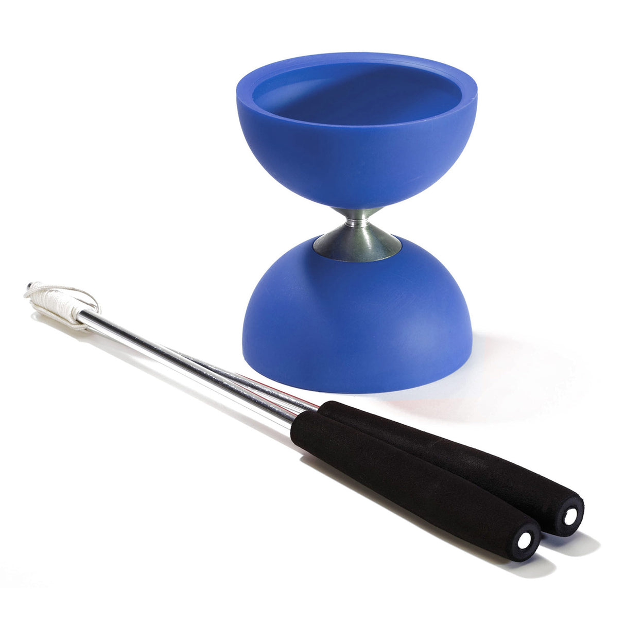 Eureka rubber diabolo met aluminium stokken donkerblauw