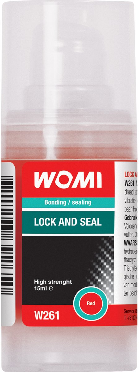 Womi borgmiddel w260 lock and seal red – 15 ml – hoge sterkte – trillingsbestendig – corrosiewerend