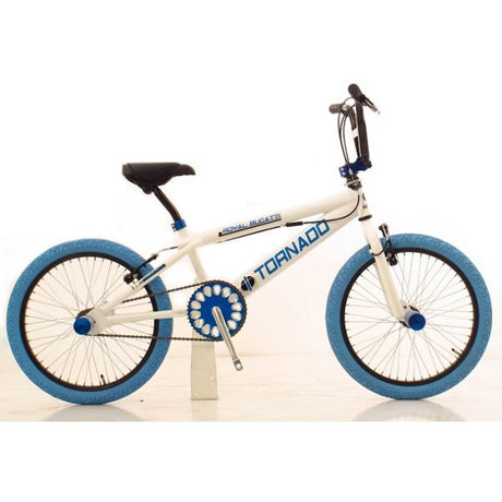 Royal bmx fiets -bugatti tornado freestyle 20 inch - wit met blauwe banden