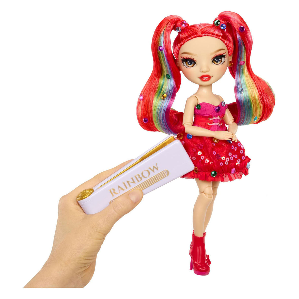 Rainbow high be dazzling-modepoppen - vivienne rouge (rood) met bedazzle-tool en glinsterende strass-steentjes