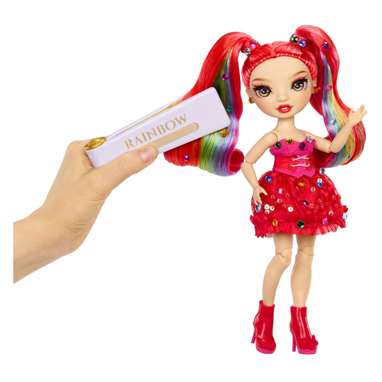 Rainbow high be dazzling-modepoppen - vivienne rouge (rood) met bedazzle-tool en glinsterende strass-steentjes
