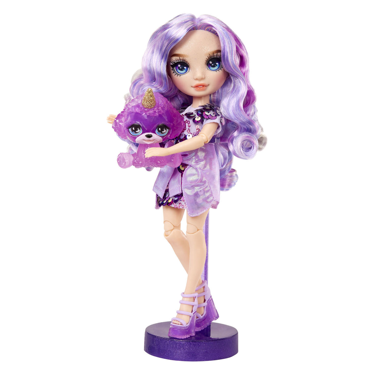 Rainbow high klassieke modepop - 28 cm - violet (paars) - met slijmset en diertje
