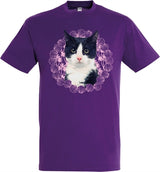 T-shirt kat zwart wit paars