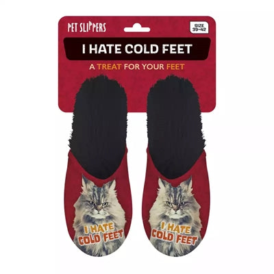 Pantoffel i hate cold feet rood zwart