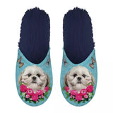 Pantoffel shih tzu lichtblauw donkerblauw