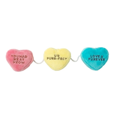 Fuzzyard candy hearts aan touw met catnip pluche