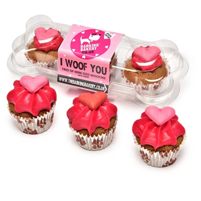 The barkin bakery The barkin bakery i woof you valentine mini iced woofins trio assorti