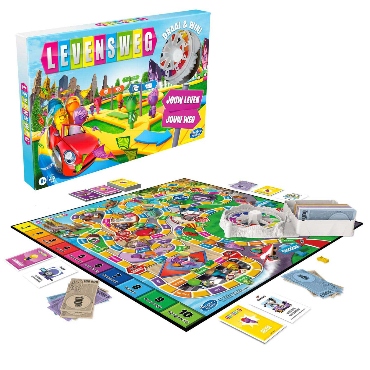 Hasbro gaming levensweg - familiebordspel voor 2 tot 4 spelers - indoorspel voor kinderen vanaf 8 jaar - staafjes in 6 kleuren