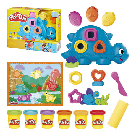Play-doh stavormen en kleuren dino - 6 kleipotjes