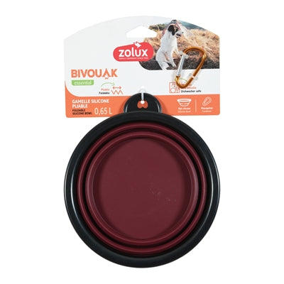 Zolux bvk voerbak opvouwbaar siliconen rood