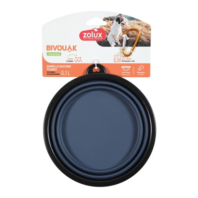Zolux bvk voerbak opvouwbaar siliconen blauw