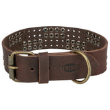 Trixie halsband hond rivet rustic vetleer donkerbruin